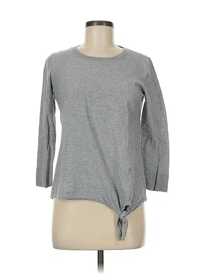 Pre-owned Ann Taylor Loft 3/4 Sleeve Top Gray Crew Neck Tops