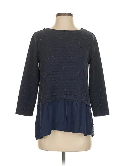 Pre-owned Ann Taylor Loft 3/4 Sleeve Top Gray Crew Neck Tops