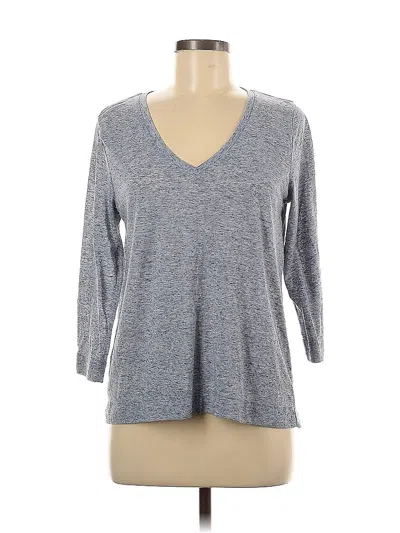 Pre-owned Ann Taylor Loft 3/4 Sleeve Top Gray V Neck Tops