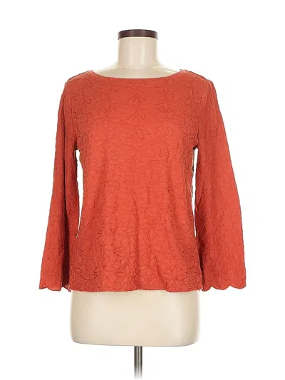 Pre-owned Ann Taylor Loft 3/4 Sleeve Top Orange Boatneck Tops
