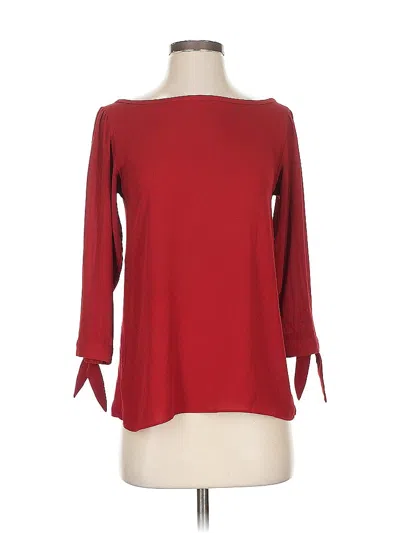 Pre-owned Ann Taylor Loft 3/4 Sleeve Top Red Boatneck Tops