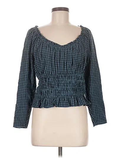 Ann Taylor Loft 3/4 Sleeve Top Teal Square Neckline Tops In Multi