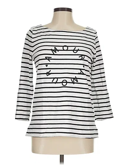 Pre-owned Ann Taylor Loft 3/4 Sleeve T-shirt In Ivory