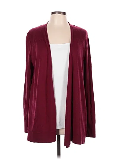 Pre-owned Ann Taylor Loft Cardigan Sweater In Burgundy