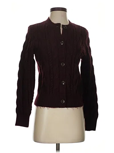 Pre-owned Ann Taylor Loft Cardigan Sweater In Burgundy