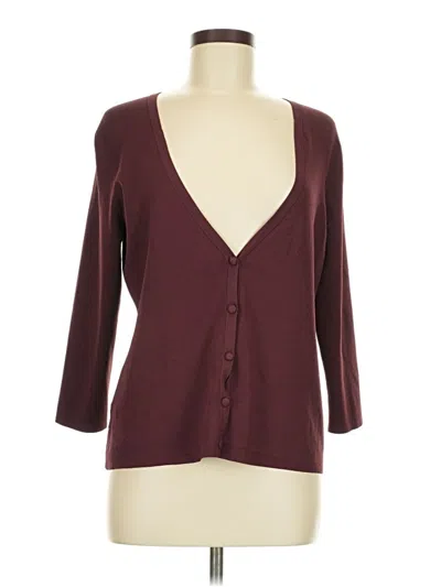 Pre-owned Ann Taylor Loft Cardigan Sweater In Burgundy