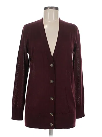 Pre-owned Ann Taylor Loft Cardigan Sweater In Burgundy