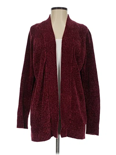 Pre-owned Ann Taylor Loft Cardigan Sweater In Burgundy