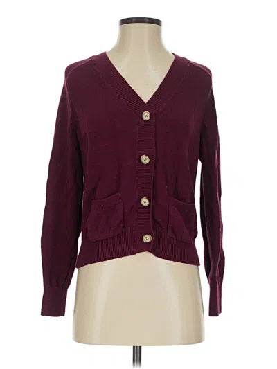 Pre-owned Ann Taylor Loft Cardigan Sweater In Burgundy