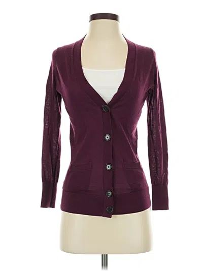 Pre-owned Ann Taylor Loft Cardigan Sweater In Burgundy