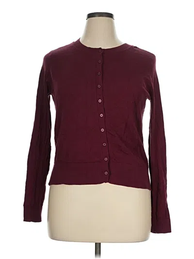 Pre-owned Ann Taylor Loft Cardigan Sweater In Burgundy