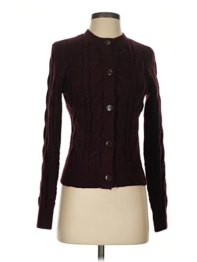 Pre-owned Ann Taylor Loft Cardigan Sweater In Burgundy