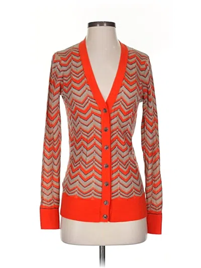 Pre-owned Ann Taylor Loft Cardigan Sweater In Orange