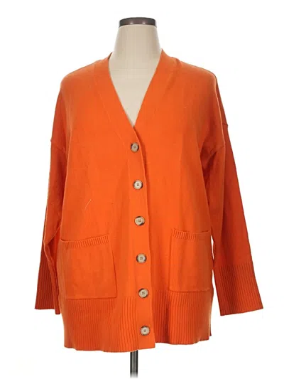 Pre-owned Ann Taylor Loft Cardigan Sweater In Orange
