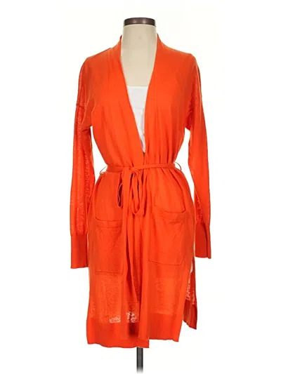 Pre-owned Ann Taylor Loft Cardigan Sweater In Orange