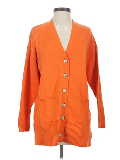 Pre-owned Ann Taylor Loft Cardigan Sweater In Orange