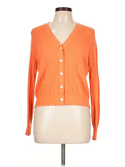 Pre-owned Ann Taylor Loft Cardigan Sweater In Orange