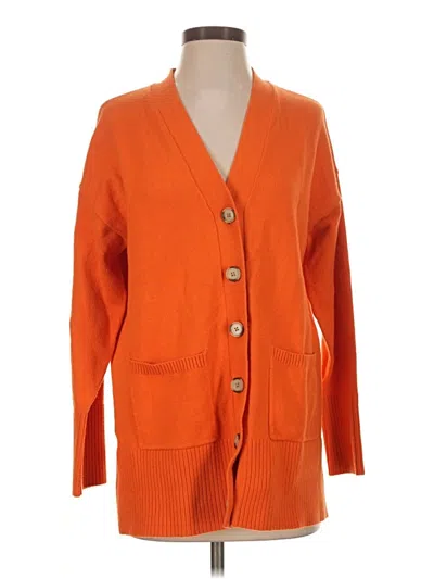 Pre-owned Ann Taylor Loft Cardigan Sweater In Orange