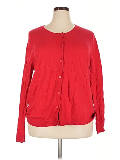 Pre-owned Ann Taylor Loft Cardigan Sweater In Red