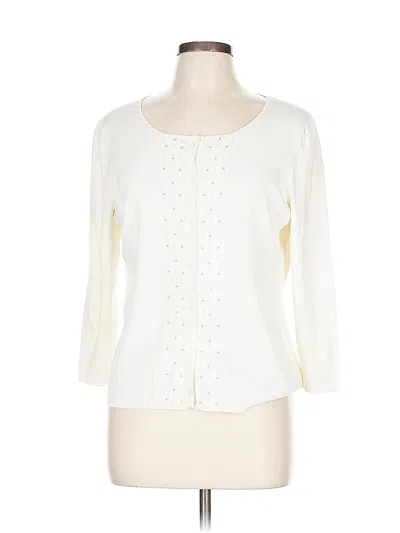 Pre-owned Ann Taylor Loft Cardigan Sweater In White