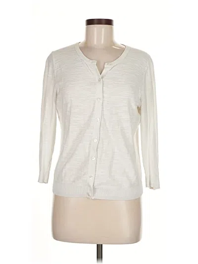 Pre-owned Ann Taylor Loft Cardigan Sweater In White