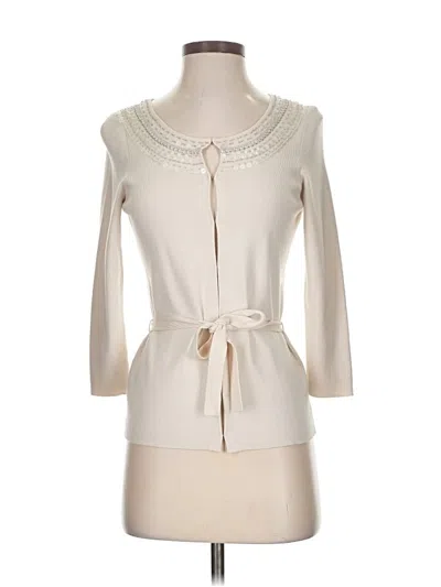 Pre-owned Ann Taylor Loft Cardigan Sweater In White