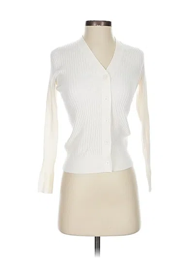 Pre-owned Ann Taylor Loft Cardigan Sweater In White