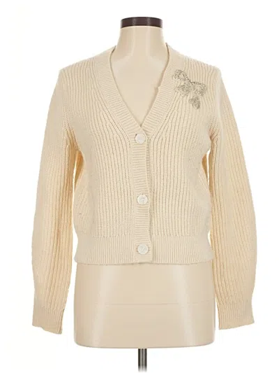 Pre-owned Ann Taylor Loft Cardigan Sweater In White
