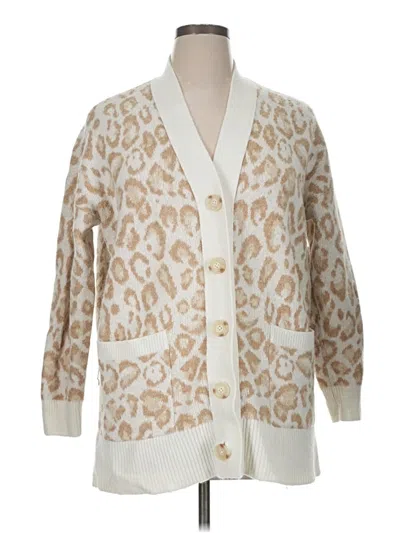Pre-owned Ann Taylor Loft Cardigan Sweater In White