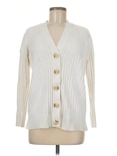 Pre-owned Ann Taylor Loft Cardigan Sweater In White