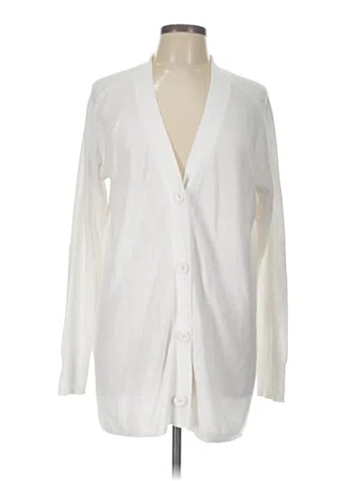 Pre-owned Ann Taylor Loft Cardigan Sweater In White