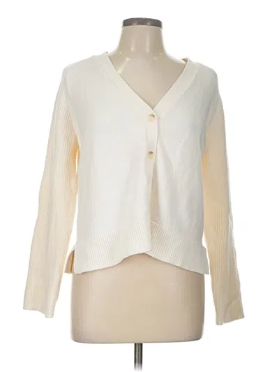 Pre-owned Ann Taylor Loft Cardigan Sweater In White