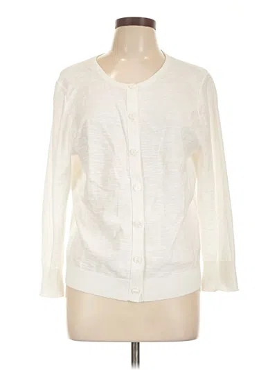 Pre-owned Ann Taylor Loft Cardigan Sweater In White