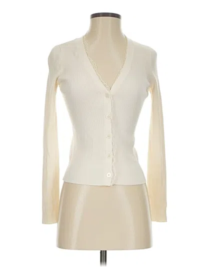 Pre-owned Ann Taylor Loft Cardigan Sweater In White
