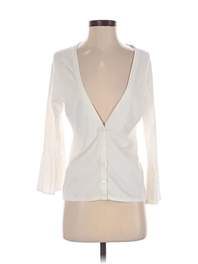 Pre-owned Ann Taylor Loft Cardigan Sweater In White