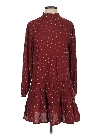 Pre-owned Ann Taylor Loft Casual Dress In Burgundy
