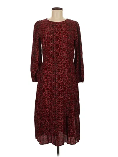 Pre-owned Ann Taylor Loft Casual Dress In Burgundy
