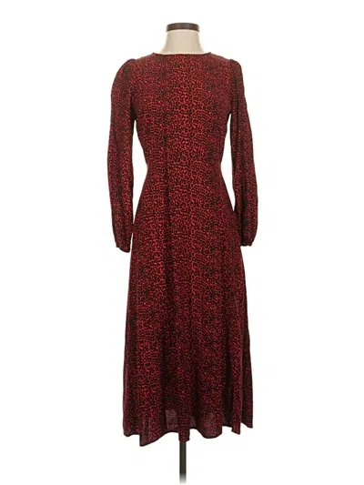 Pre-owned Ann Taylor Loft Casual Dress In Burgundy