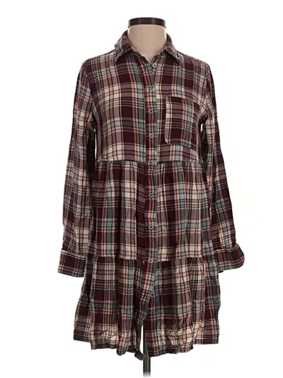 Pre-owned Ann Taylor Loft Casual Dress In Burgundy