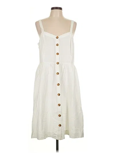Pre-owned Ann Taylor Loft Casual Dress In White