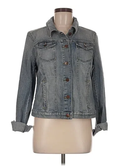 Pre-owned Ann Taylor Loft Denim Jacket In Gray