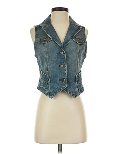 Pre-owned Ann Taylor Loft Denim Vest In Blue