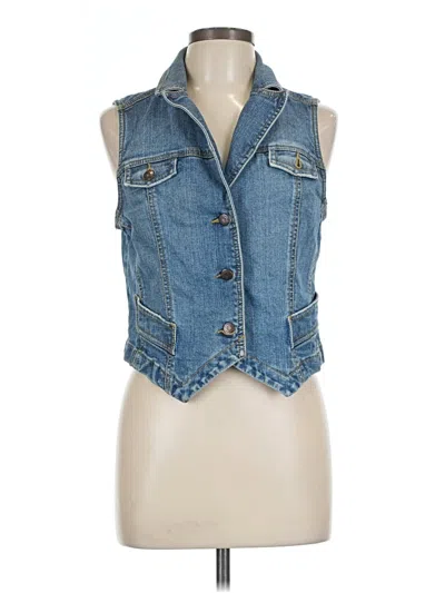 Pre-owned Ann Taylor Loft Denim Vest In Blue