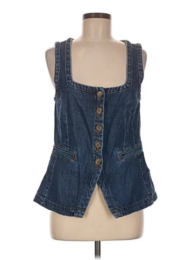 Pre-owned Ann Taylor Loft Denim Vest In Blue