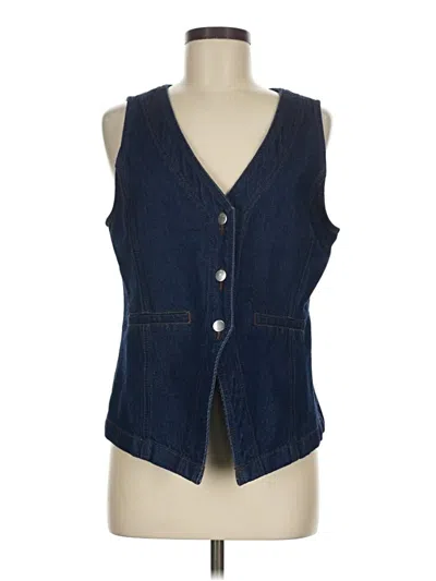 Pre-owned Ann Taylor Loft Denim Vest In Blue