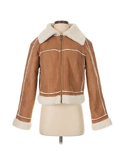 Pre-owned Ann Taylor Loft Faux Fur Jacket In Brown