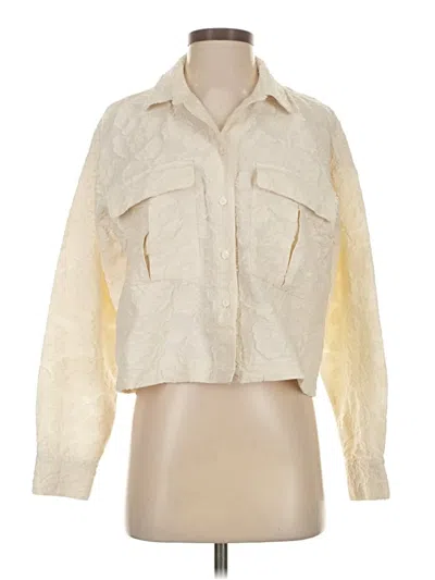 Pre-owned Ann Taylor Loft Faux Fur Jacket In White