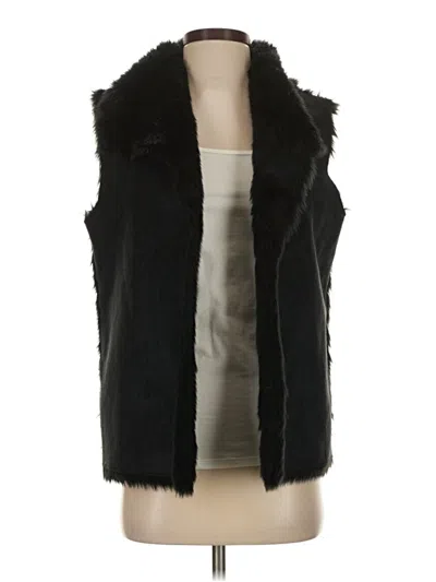Pre-owned Ann Taylor Loft Faux Fur Vest In Black