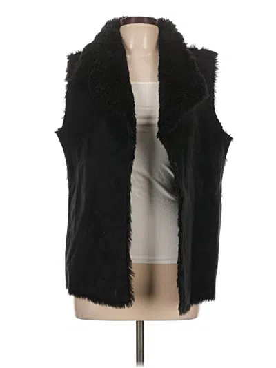 Pre-owned Ann Taylor Loft Faux Fur Vest In Black
