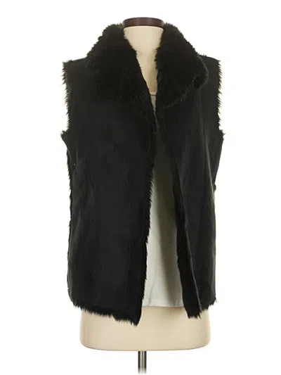 Pre-owned Ann Taylor Loft Faux Fur Vest In Black